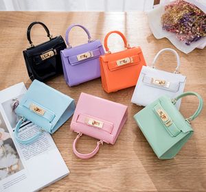 Kadınlar Mini Şeker Renk PVC Jelly El Çantası Kids Omuz Çantası Şeffaf Çanta Tote Çocuklar Messenger Beach Crossbody Bag