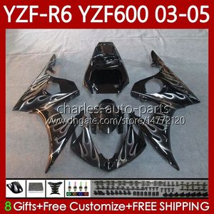 Gümüş Alevler YAMAHA YZF-R6 YZF600 Için Motosiklet Perileri YZF R 6 600 CC YZFR6 03 04 05 Karoseri 95no.102 YZF R6 600CC 2003 2004 2005 Cowting YZF-600 03-05 OEM Vücut Kiti