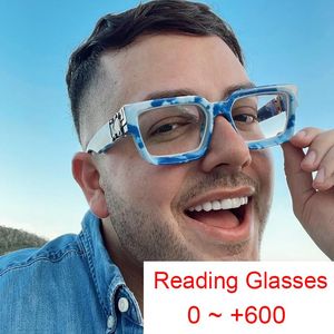 Güneş gözlüğü moda büyük çerçeve erkekler okuma gözlükleri marka tasarımcısı unisex kare gözlükler reçeteli mavi ışık leesbril 1.5sung