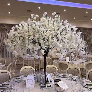 Novo!!Flores decorativas grinaldas 1.2m altura artificial cerejeira simulação falso pêssego desejando árvores ornamentos de arte e centro de casamento