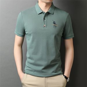 100% хлопковая модная марка дизайнер -рубашка поло, черные мужские корейские полосатые полосатые повседневные с длинным рукавом премиум 220615