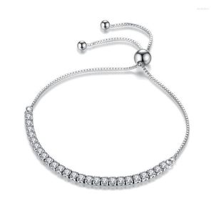 Bağlantı zinciri moda, kadınlar için gümüş renk köpüklü bilezikler için özellikler zirkon kristal tenis bilezik mücevher hediyeleri Kent22