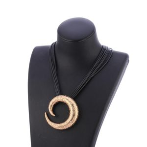 Anhänger Halsketten Gothic Silber vergoldet Halskette Schwarz geschichtete Lederkette Vintage Halsreifen für Frauen Schmuck Zubehör GeschenkAnhänger