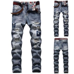 Мужские джинсы бурные джинсовые джинсовые ретро-случайные и стройные сексуальные брюки на уличные брюки Мужские нижнее белье