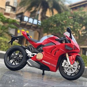 1/12 Panigale V4S Racing Cross-country Motorcycle Model Simulation Alloy Toy Street Collection Kids Gift 220418