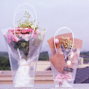 Yamuk Şeffaf Hediye Çantası Plastik Depolama Çanta PVC Çiçek Çanta Dükkanı Paketi Çanta Parti Tatil Çiçekler Çanta