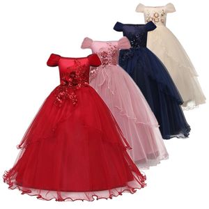 Kız Elbiseleri Bebek Kız Parti Elbise Çocuklar Için Çiçek Dantel Gençler Uzun Balo Zarif Tören Elbise Düğün 6 14 Yıl Kızlar