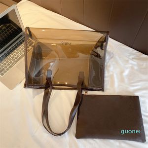 Alışveriş çantaları PVC şeffaf omuz büyük kapasiteli çanta messenger çanta kadın moda deri tasarımcısı crossbody çanta plaj kılıf g5525
