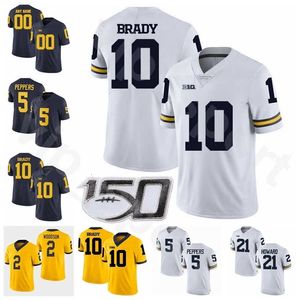 Chen37 Michigan Wolverines Big Ten Futbol NCAA Koleji 5 Jabrill Peppers Jersey 10 Tom Brady 2 Charles Woodson 21 Desmond Howard Lamarr Woodley