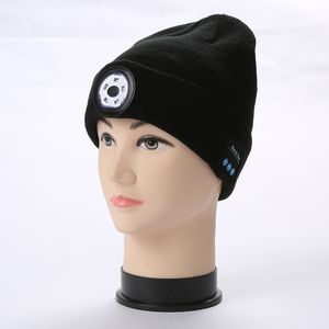 Moda Tasarımcı Kulaklıklar Sıcak Beanie Bluetooth 5.0 LED Hat Kablosuz Stereo Kulaklık Müzik Çalar Mikrofon İle Handfree Destek Püskürtme Şarj Edilebilir