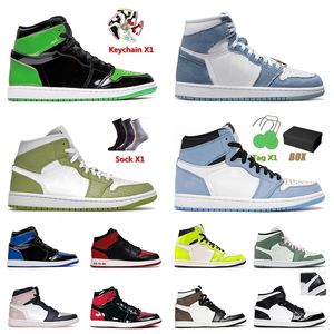 Мужчины Женщины Jumpman 1 1s Баскетбольная обувь Panda Green Python Denim University Blue Unc High Banned Mid Dutch Green Кроссовки из углеродного волокна OG Дизайнерские кроссовки