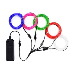 New 5 in 1 Glow EL Wire Neon Cable for Christmas Dance Party DIY Costumes Light AA Battery Control Lamp 2.3MM Rope LED Strip