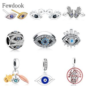 925 Gümüş Fit Pandora Charm 925 Bilezik Bilezik Neckalce 925 STERLING Gümüş Bagaj Türkiye Mavi Kötü Göz Zirkonya Boncuk Takılar Set Kolye DIY DIY İnce Boncuk Mücevherleri