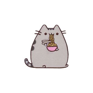 Cartoon Tier Katze mit Nudeln Stickerei Patch Nähen Ideen Patches süße Abzeichen für Kleidung Tasche Cap Shirt Eisen auf Applikation
