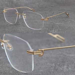 Son Moda Metal Büyük Kare Çerçevesiz Çerçeveler Kadın T01130 Güneş Gözlükleri Erkekler Lüks Koruma Sürüş Modası Optik Çerçeve Tasarımcısı Eşleştirme çantası Gözlük Boyutu 60