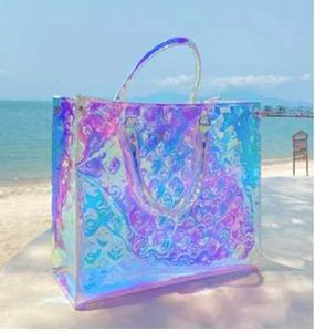 2022 Yeni Tasarım Temizle Lazer Holografik Yaz Bayanlar Kadın Çanta Alışveriş Çantası Son Tasarımcı Bez Çantalar