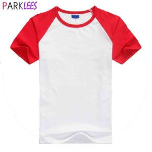 Kırmızı Beyzbol T Gömlek Erkekler Kadınlar Marka Raglan SVE Pamuk Yaz T Shirt Erkek Casual Kısa SVE O Boyun Tee Gömlek Homme Tops