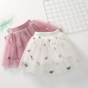 2022 novas saias de frutas bordadas saias infantis meninas malha de todas as saias de cintura