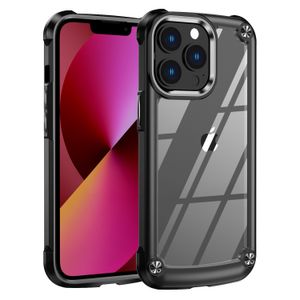 TPU PC ile Sert Akrillik Geri Kılıf Kılıfları Siyah Yumuşak Tampon Şok geçirmez Anti Bırak Koruyucu Kamera Kapağı İPhone 13 Pro Max 11 Pro 12 XS XR SE 7 8 Plus