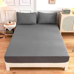 Product update,1pc 100%Polyester Solid Fitted Sheet Mattress Cover Four Corners With Elastic Band Bed Sheet(no pillowcases) 220514