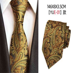 Мужские галстуки модные галстуки 2021 Классическая мужская полоса Желто -темно -синие свадебные галстуки Жаккард сплетен 100% шелковые мужчины с твердыми галстуками в горошек.
