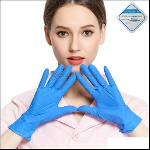 100pcs/kutu lateks olmayan muayene mavi toz eldivenler koruyucu güvenlik eli bir kez nitril tek kullanımlık eldiven göndermeye hazır