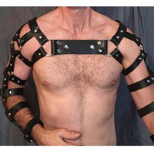 Erkek tank üstleri yeni ayarlanabilir eşcinsel vücut esaret kablo demeti kayış fetiş erkekler cinsel göğüs sahte deri koşum kemerleri rave giyim yetişkin seks için