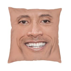 Caixa de travesseiro A rocha Face Dwayne Cushion Cover para sofá, ator americano Americano, travesseiro de poliéster jogador de poliéster 220623