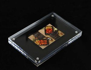 Прозрачный акриловый Perspex Magnet Photo Block Picture Frame Clear Desk Sign Label Price Tag Держатель Таблица Стенд Топ-рамка Двойная сторона