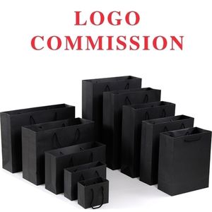 10pcs Black Kraft Paper Bag personalizado para personalizar embalagens de Natal Decoração do ano Presentes 220706