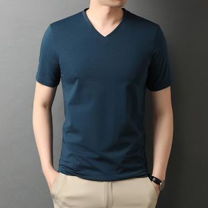 Erkek Tişörtler Yüksek Son Marka Kısa Kollu Saf Renkli Erkek Giyim 2022 Yüksek kaliteli pamuklu T-Shirt Üst V-Yok Moda Tasarımcısı Lüks