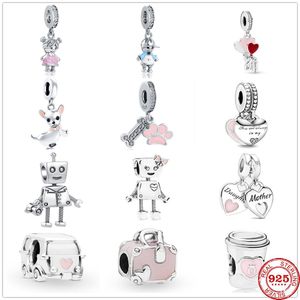 925 Gümüş Fit Pandora Charm 925 Bilezik Aşıklar Sonsuza Kadar Erkekler ve Kız Pet Otobüs Seyahat Uygun Takılar Set Kolye Diy İnce Boncuk Takıları