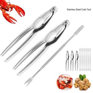 Cracker di granchio in acciaio inossidabile Picks Cucchiai Set Utensili per frutti di mare Buccia di granchio Gamberetti Pinza per aragosta Accessori da cucina