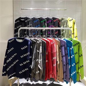 Tasarımcı Sweater Man için Kadın Örmek Örgü Karga Boyun Moda Mektubu Siyah Uzun Kollu Giysiler Kültürü Büyük Boy Mavi Top 20ss