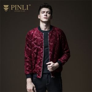 Pinli 2020 Kış Yeni İndirim Açığı 100 Polyester İnce Jakar Sıcak Sıcak Erkek Beyzbol Tekdüzen Düz Renk Ceket LJ201013