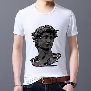 Erkek Tişörtleri Yaz T-Shirt Sıradan Komik Görüntü Heykel Desen Baskı Serisi İnce O-Neck All-Mwch Kısa Kollu Gömlek