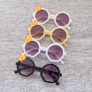 Kids adorável coroa distintivo óculos de sol meninas meninos conchas quadro fofo óculos 7 cores atacado