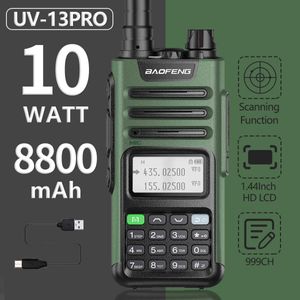 New Baofeng UV-13 PRO Walkie Talkie 10W 8800mAh Dual Band 999 Channel Transceiver 136-174&400-520MHz UV-5R Ham Radio Typ-C Jack