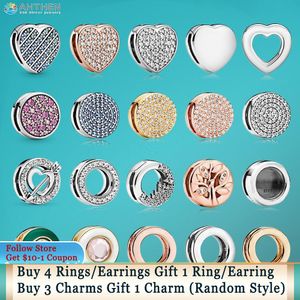 Kadınlar 925 Gümüş Fit Pandora Charm 925 Bilezik Yıldızı Zamansız Sparkle Kalp Dungle Clip Charms Set Kolye Diy İnce Boncuk Takıları