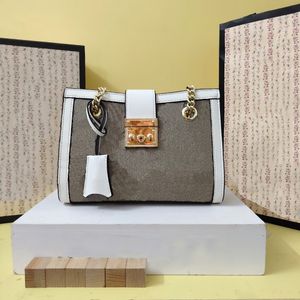 En Kaliteli haberci Tasarımcılar Asma Kilit Koleksiyonu Zincir Omuz Çantası Kadın Moda Messenger Paketi Tuval Hakiki Deri Klasik Hobo, Shopper alışveriş çantası