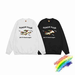 İnsan Yapımı Sweatshirts Erkek Kadınlar En İyi Versiyonu Dryalls Uçan Ördek 380g Ağır Ağırlık Polar Giysileri Crewneck Hoodie W220811