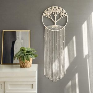 Boho Dream Cover Makrame Большой размер Dreamcatcher Nordic Style Home Decor Декор детской комнаты Украшение стены Дерево жизни Стена Висит 220407