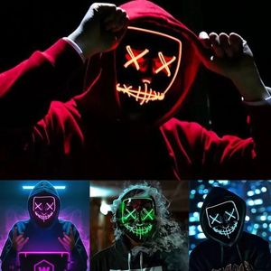 Cadılar Bayramı Korku Maskeleri Led Parlayan Cosplay Maskara Kostüm DJ Partisi Aydınlatma Maskeleri Koyu 10 Renklerde Glow