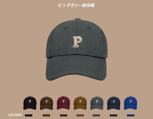Cimri ağzı şapkalar Kore versiyonu P Standart Beyzbol Kapağı Erkekler Mektuplar Yumuşak Top Caps Yuvarlak Güneşlik Şapkası Kadın İns Yüzü Küçük