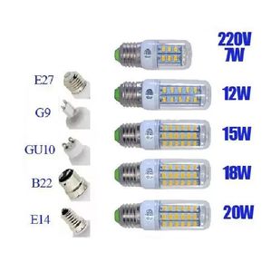 DHL Высококачественная ультра-яркая светодиодная лампа E27 E14 B22 G9 110V-240V SMD 5730 Чип 360BEAM Угловой