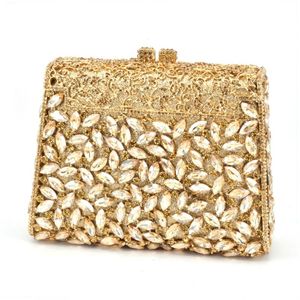 Вечерние сумки подарочная коробка золотые цвета хрустальные металлические сцепления