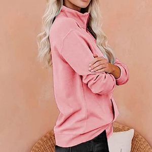 Kadın Hoodies Sweatshirts Kadın Kapşonlu Uzun Kollu Ön Cep Sıcak Kazak Sweatshirt Stant Yaka Fermuar Boyun Kadın Bluz