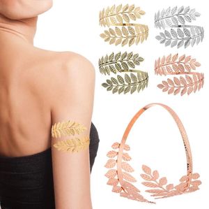 Vintage Gold Silver Plated Greek Roman Laurel Leaf Bracelet Armband Upper Arm Cuff Armlet Festival Bridal Belly Dance Jewelry 4 Colors