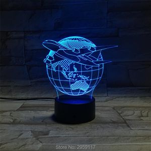Gece Işıkları Hava Uçak 3D Lamba Atmosfer Işık Akrilik Masa Lambaları Yatak Odası Dekorasyon Yaratıcı Hediye Oyuncakları