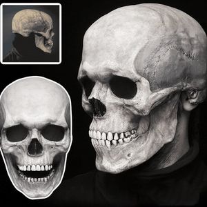 Маска черепа на всю голову для Хэллоуина с подвижной челюстью, страшные латексные маски для взрослых, маскарадные маски для косплея